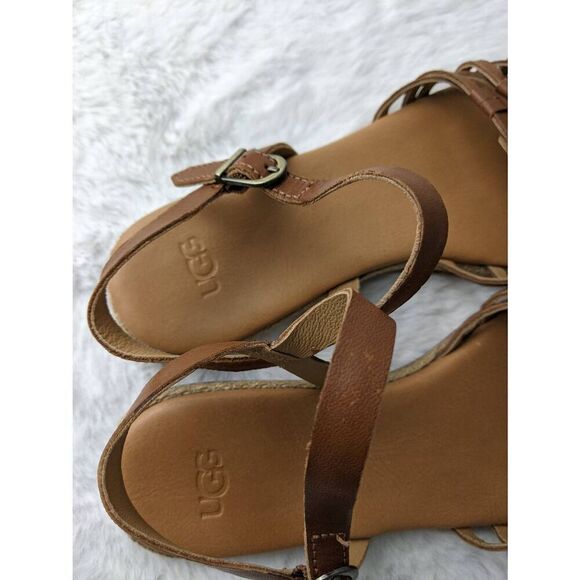 UGG Women’s Larisa Brown Leather Strappy Sandal Size US 7 US - Picture 5 of 7